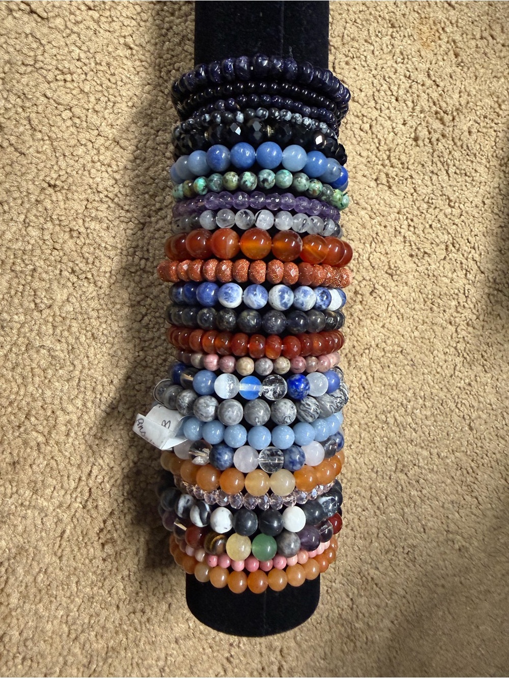 25 mixed stone braclets -Color Beaded Stretch Bracelet Stack -
